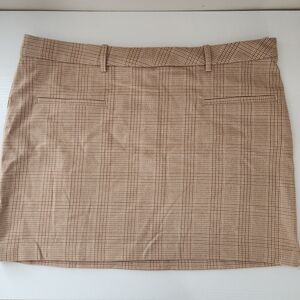 Beige Plaid Mini Skirt